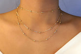 silver or gold multi layer necklace set, gold layered stacking jewelry, layering satellite necklace, simple triple layering necklace