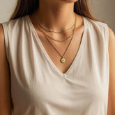 Custom Multi Strand Necklace, Mixed Chains Necklace, Engraved Disc Necklace in Gold Silver, Triple Layer Necklace