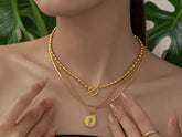 Layered Chain Coin Station Necklace Ball Jewelry Sets